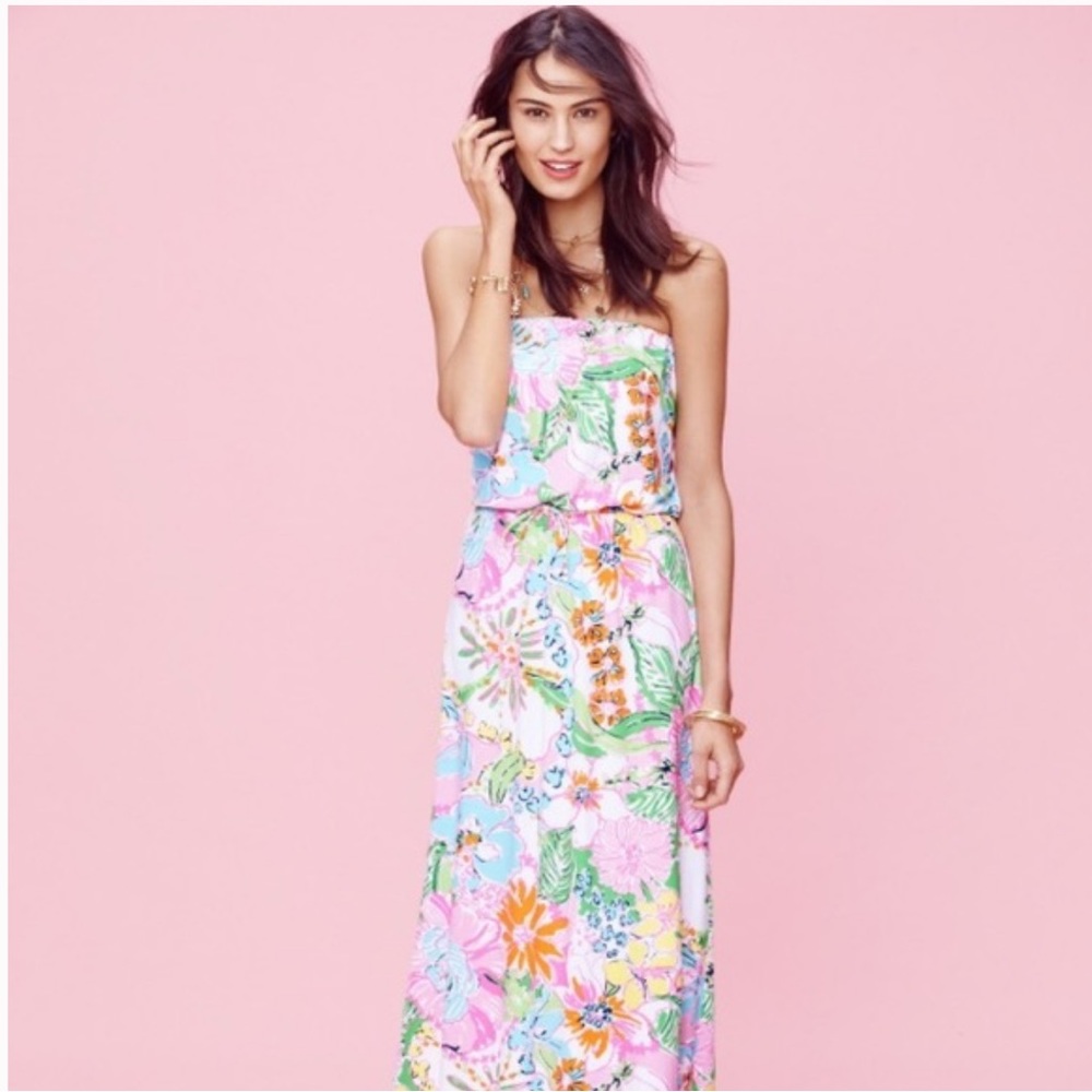 NWT Lilly Pulitzer for Target | Nosey Posey Strapless Maxi Dress Size XS